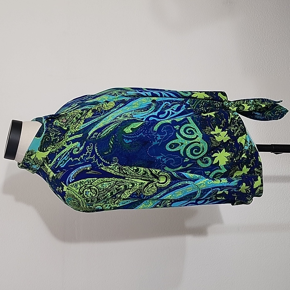Nygard Shirt Paisley Abstract Button Down Tie Front Long Sleeve Blue Size PM - Picture 6 of 13
